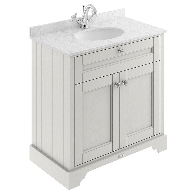 Old London 800mm Cabinet & Single Bowl Grey Marble Top - Timeless Sand Large Image