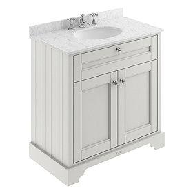 Old London 800mm Cabinet & 3TH Single Bowl Grey Marble Top - Timeless Sand - LOF432 Large Image