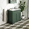 Old London 800mm Cabinet & Single Bowl White Marble Top - Hunter Green Profile Large Image