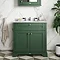 Old London 800mm Cabinet & Single Bowl White Marble Top - Hunter Green  Feature Large Image