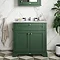 Old London 800mm Cabinet & Single Bowl White Marble Top - Hunter Green Feature Large Image