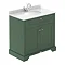 Old London 800mm Cabinet & Single Bowl White Marble Top - Hunter Green Large Image