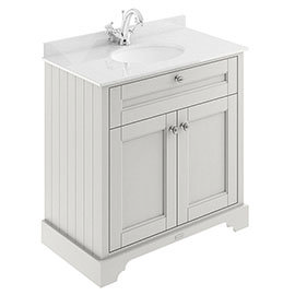 Old London 800mm Cabinet & Single Bowl White Marble Top - Timeless Sand Medium Image
