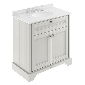 Old London 800mm Cabinet & 3TH Single Bowl White Marble Top - Timeless Sand - LOF431 Large Image