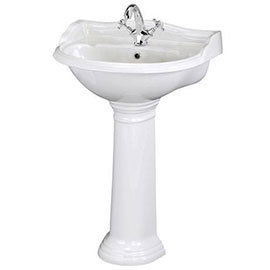 Old London - Chancery Traditional 1TH Basin & Full Pedestal - Various Size Options Medium Image