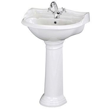 Old London - Chancery Traditional 1TH Basin & Full Pedestal - Various Size Options Profile Large Ima