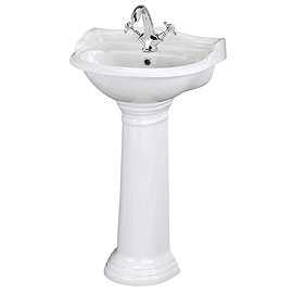 Old London - Chancery 500mm 1TH Cloakroom Basin & Full Pedestal Large Image