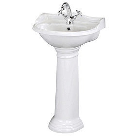 Old London - Chancery 500mm 1TH Cloakroom Basin & Full Pedestal Large Image