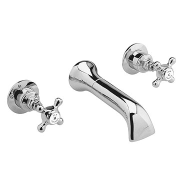 Old London - Chrome Edwardian Wall Mounted Bath Spout and Stop Taps - LDN319 Profile Large Image