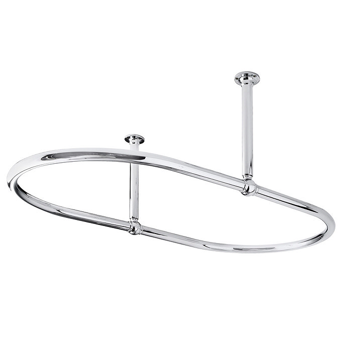 Old London - Chrome Oval Shower Curtain Rail with Middle Ceiling Mounts - LDA010 Large Image