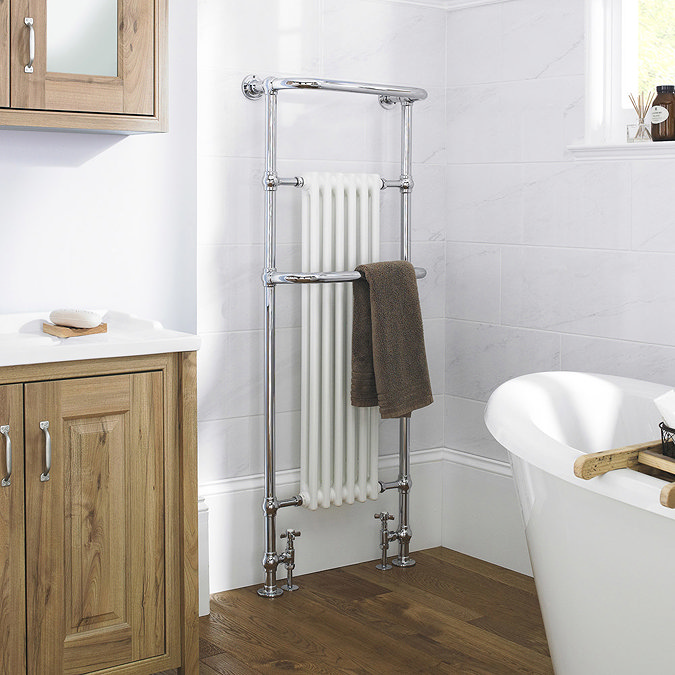 Old London - Chrome & White Tilbury Radiator - 1500 x 575mm - LDR008 Profile Large Image