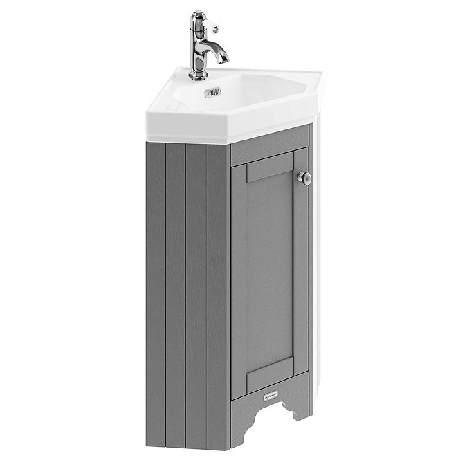 Old London Corner Vanity Unit - Storm Grey - 595mm with Brushed Nickel Handle - LOF209 Large Image