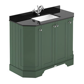 Old London Hunter Green Art Deco 1000mm Angled Cabinet with Black Marble Basin Top Medium Image