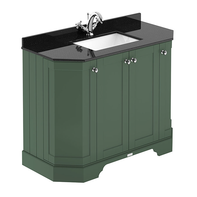 Old London Hunter Green Art Deco 1000mm Angled Cabinet with Black Marble Basin Top Large Image