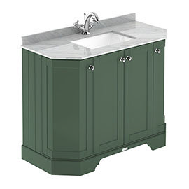 Old London Hunter Green Art Deco 1000mm Angled Cabinet with Grey Marble Basin Top Medium Image