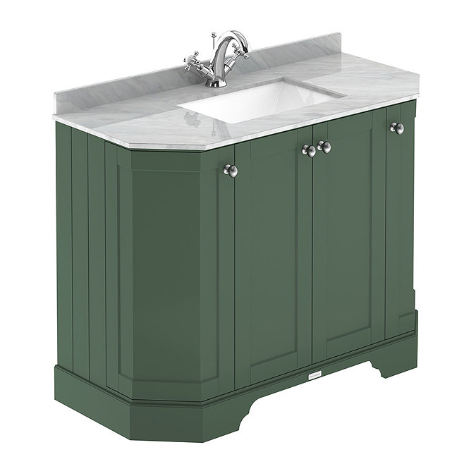 Old London Hunter Green Art Deco 1000mm Angled Cabinet with Grey Marble Basin Top Large Image
