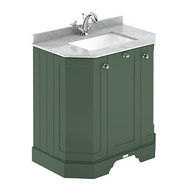 Old London Hunter Green Art Deco 750mm Angled Cabinet with Grey Marble Basin Top Large Image