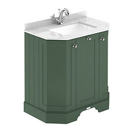 Old London Hunter Green Art Deco 750mm Angled Cabinet with White Marble Basin Top Medium Image