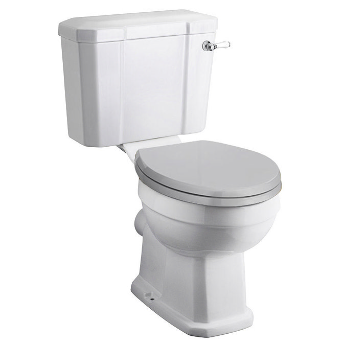 Old London Richmond Close Coupled Traditional Toilet + Stone Grey Soft Close Seat Large Image