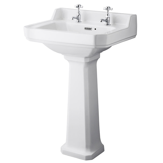 Old London Richmond Traditional 2TH Basin & Pedestal - Various Size Options Large Image