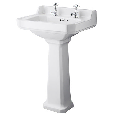 Old London - Richmond Traditional 2TH Basin & Pedestal - Various Size Options Profile Large Image