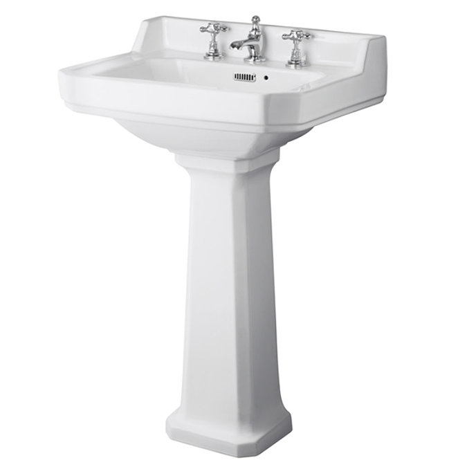 Old London Richmond 560mm Traditional 3TH Basin & Full Pedestal Large Image