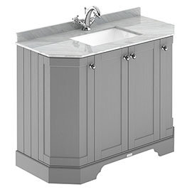Old London Storm Grey Art Deco 1000mm Angled Cabinet with Grey Marble Basin Top Medium Image