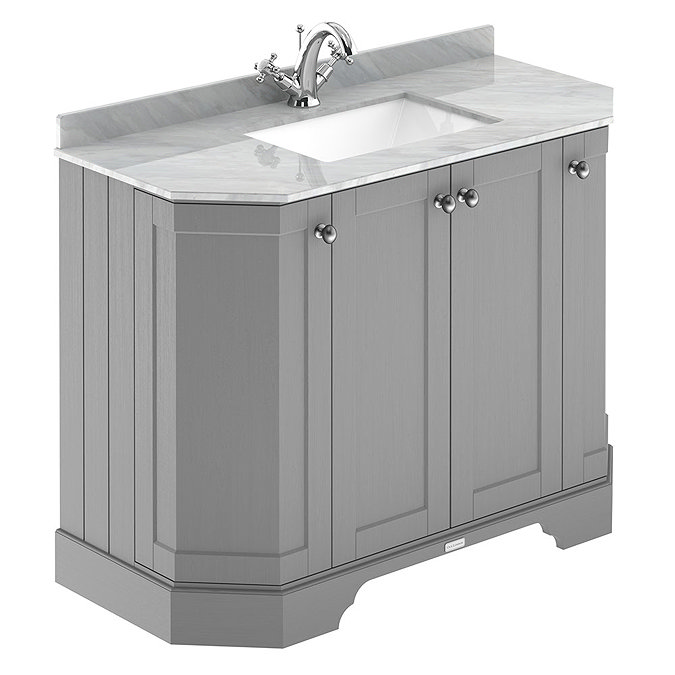 Old London Storm Grey Art Deco 1000mm Angled Cabinet with Grey Marble Basin Top Large Image