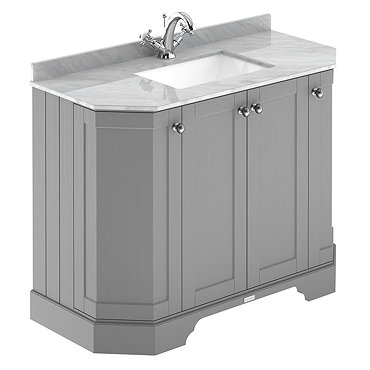 Old London Storm Grey Art Deco 1000mm Angled Cabinet with Grey Marble Basin Top  Profile Large Image