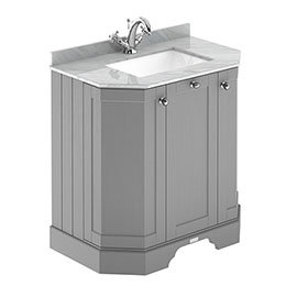 Old London Storm Grey Art Deco 750mm Angled Cabinet with Grey Marble Basin Top Medium Image