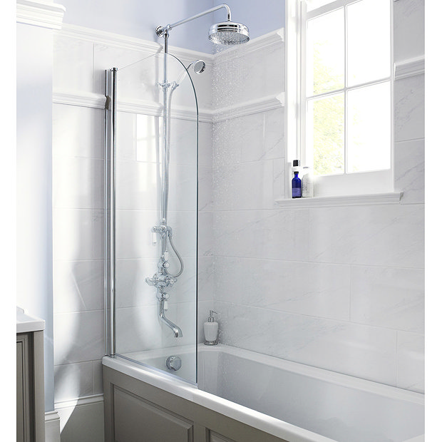 Old London Hinged Straight Curved Top Bath Screen - LDE002 Profile Large Image