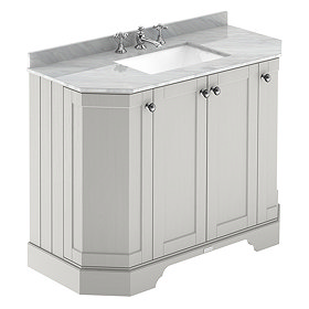 Old London Timeless Sand Art Deco 1000mm Angled Cabinet with 3TH Grey Marble Basin Top - LOF487 Larg