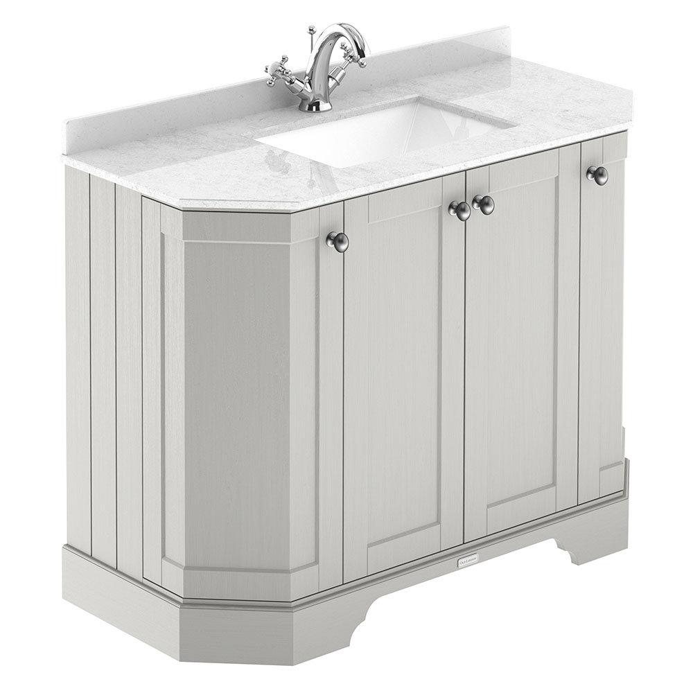 Old London Timeless Sand Art Deco 1000mm Angled Cabinet with White Marble Basin Top Large Image
