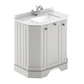Old London Timeless Sand Art Deco 750mm Angled Cabinet with White Marble Basin Top Medium Image