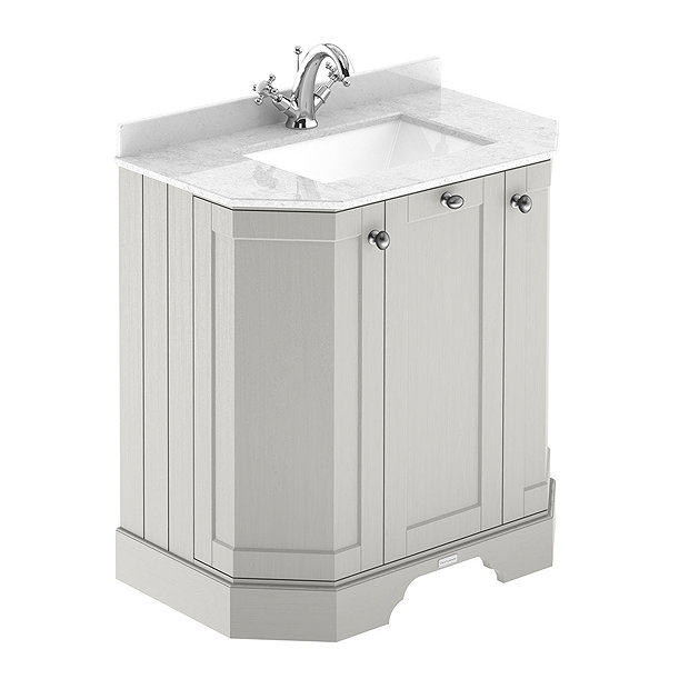 Old London Timeless Sand Art Deco 750mm Angled Cabinet with White Marble Basin Top Large Image