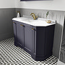 Old London Twilight Blue Art Deco 1000mm Angled Cabinet with White Marble Basin Top  Profile Large I