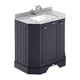Old London Twilight Blue Art Deco 750mm Angled Cabinet with Grey Marble Basin Top Medium Image