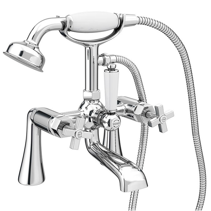 Olympia Art Deco Bath Shower Mixer Tap + Shower Kit Large Image