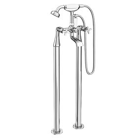 Olympia Art Deco Crosshead Freestanding Bath Shower Mixer Tap Large Image