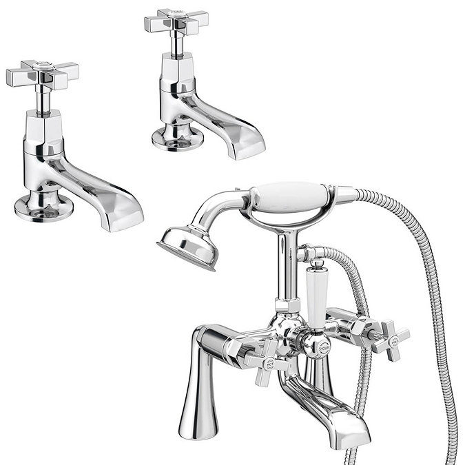 Olympia Art Deco Tap Package (Bath + Basin Taps) Large Image