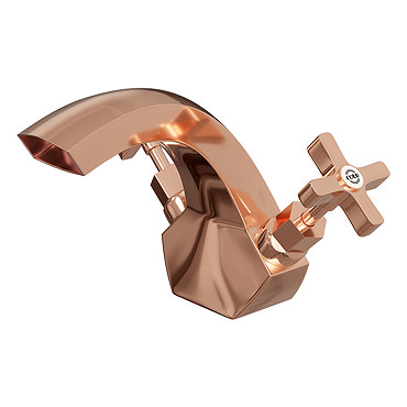Olympia Rose Gold Art Deco Basin Mixer Tap + Pop Up Waste  Profile Large Image