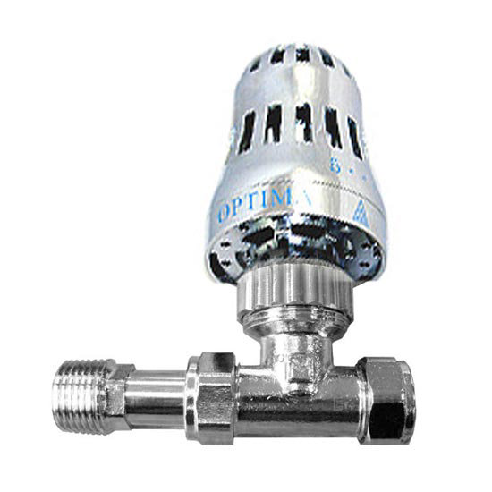 Optima Chrome Effect TRV Thermostatic Radiator Valve - Straight 15mm Large Image