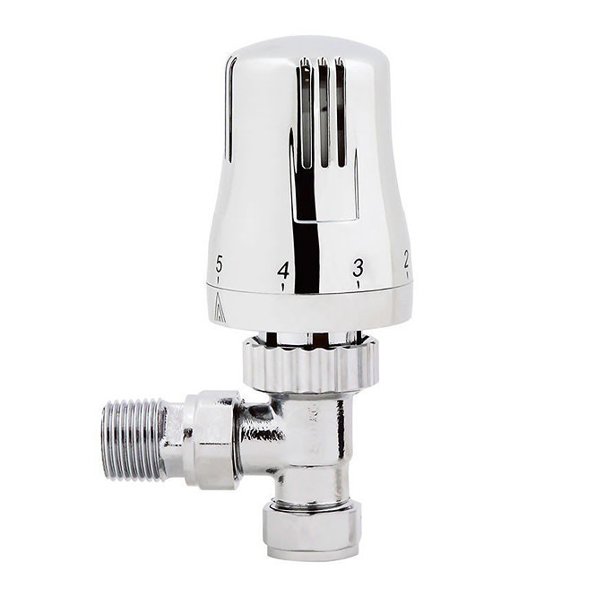 Optima Chrome Effect TRV Thermostatic Radiator Valve - Angle 15mm Large Image