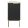 Opus 400mm Fluted Wall Hung Cloakroom Vanity Unit with Legs - Satin Black, Marble-Effect Basin & Brushed Brass