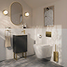 Opus 400mm Fluted Cloakroom Vanity Unit with Legs - Satin Black, Marble-Effect Basin & Brushed Brass
