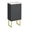Opus 400mm Fluted Wall Hung Cloakroom Vanity Unit with Legs - Satin Black, Marble-Effect Basin & Brushed Brass