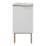 Opus 400mm Fluted Wall Hung Cloakroom Vanity Unit with Legs - Satin White, Marble-Effect Basin & Brushed Brass