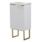 Opus 400mm Fluted Wall Hung Cloakroom Vanity Unit with Legs - Satin White, Marble-Effect Basin & Brushed Brass