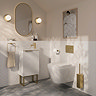 Opus 400mm Fluted Cloakroom Vanity Unit with Legs - Satin White, Marble-Effect Basin & Brushed Brass