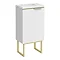 Opus 400mm Fluted Wall Hung Cloakroom Vanity Unit with Legs - Satin White, Marble-Effect Basin & Brushed Brass